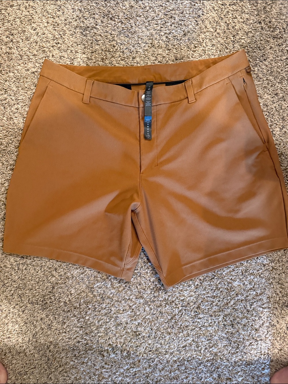 lululemon athletica Men's Stretch Performance Shorts  Size 36x7- Rust Brown